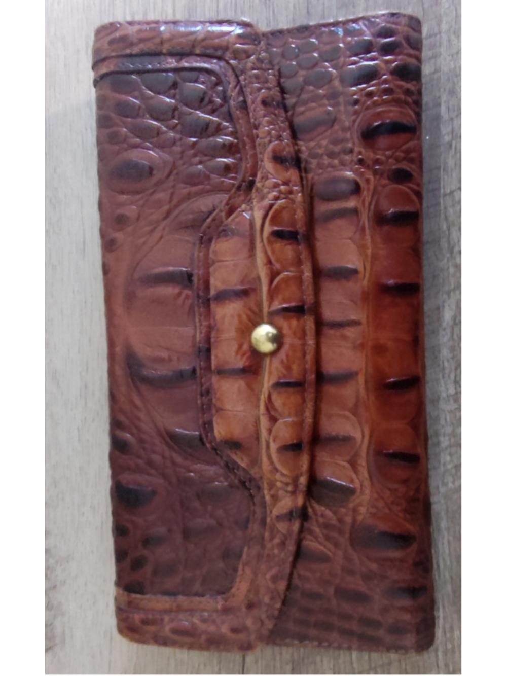 Women's Brahmin Brown Crocodile Embossed Leather Wallet